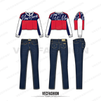Womens Summer Fashion Set vector clothing flat sketches fully editable illustrator, view 5