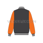 Varsity Style Bomber Jacket flat sketch, back view