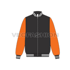 Varsity Style Bomber Jacket flat sketch, front view