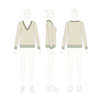 Womens cricket sweater flat sketch, croqui sketch