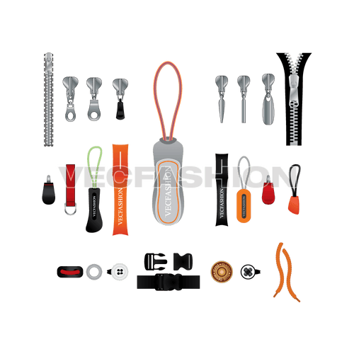 A collection of fastenings flat sketch