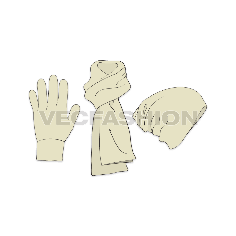 Winter essentials set flat sketch