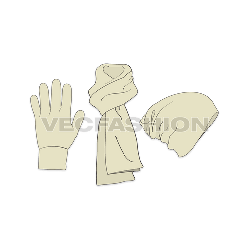 Winter essentials set flat sketch