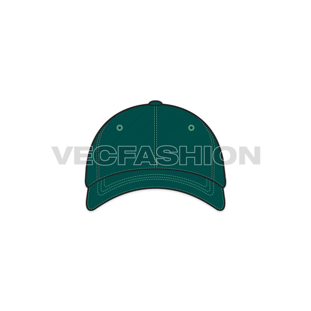 American baseball cap flat sketch, view 1