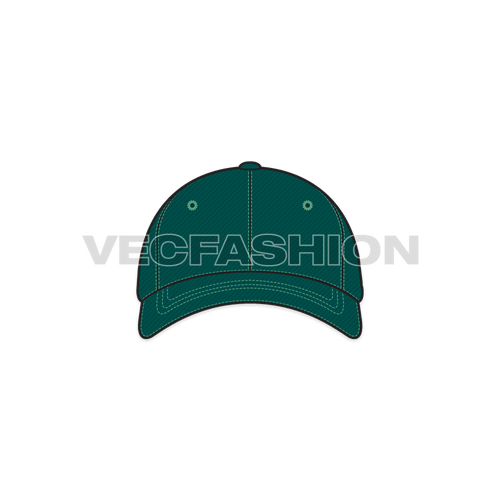 American baseball cap flat sketch, view 1