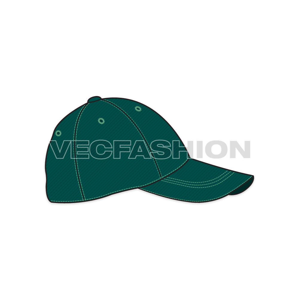 American baseball cap flat sketch, view 2