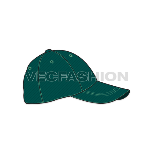 American baseball cap flat sketch, view 2
