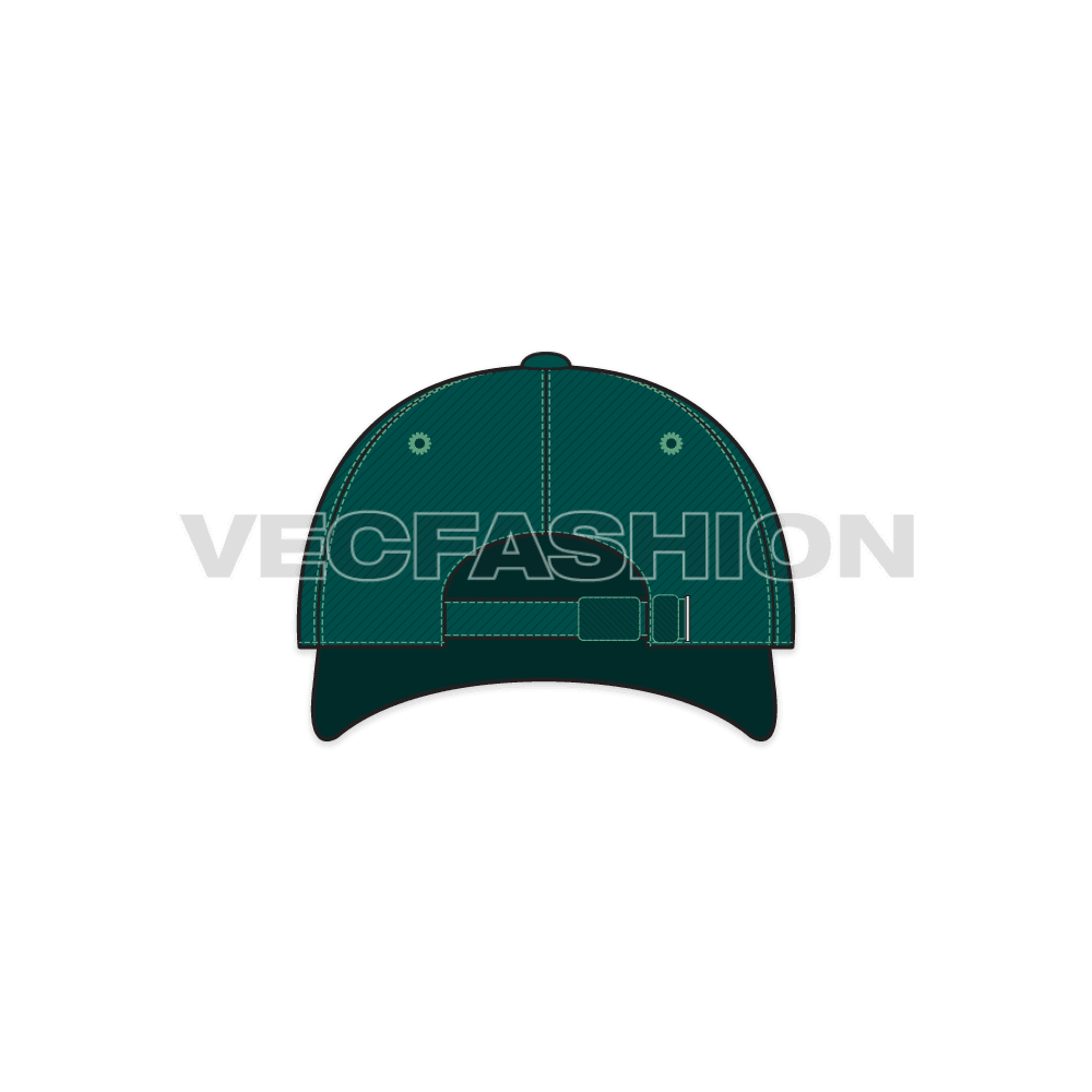 American baseball cap flat sketch, view 3