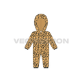 Baby boy hoodie romper flat sketch, front view