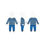 Baby boy pant shirt set, striped flat sketch, croqui sketch