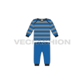 Baby boy pant shirt set, striped flat sketch, front view