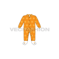 Baby boy romper, polka dot flat sketch, front view