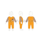 Baby boy romper, striped sleeve flat sketch, croqui sketch