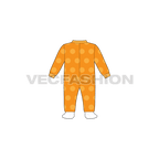 Baby boy romper, polka dot flat sketch, back view