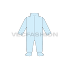 Baby boy romper, asymmetrical front flat sketch, back view