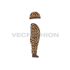 Baby boy set, cheetah print flat sketch, side view