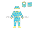 Baby boy set flat sketch, front view