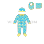 Baby boy set flat sketch, front view