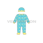 Baby boy set flat sketch, back view