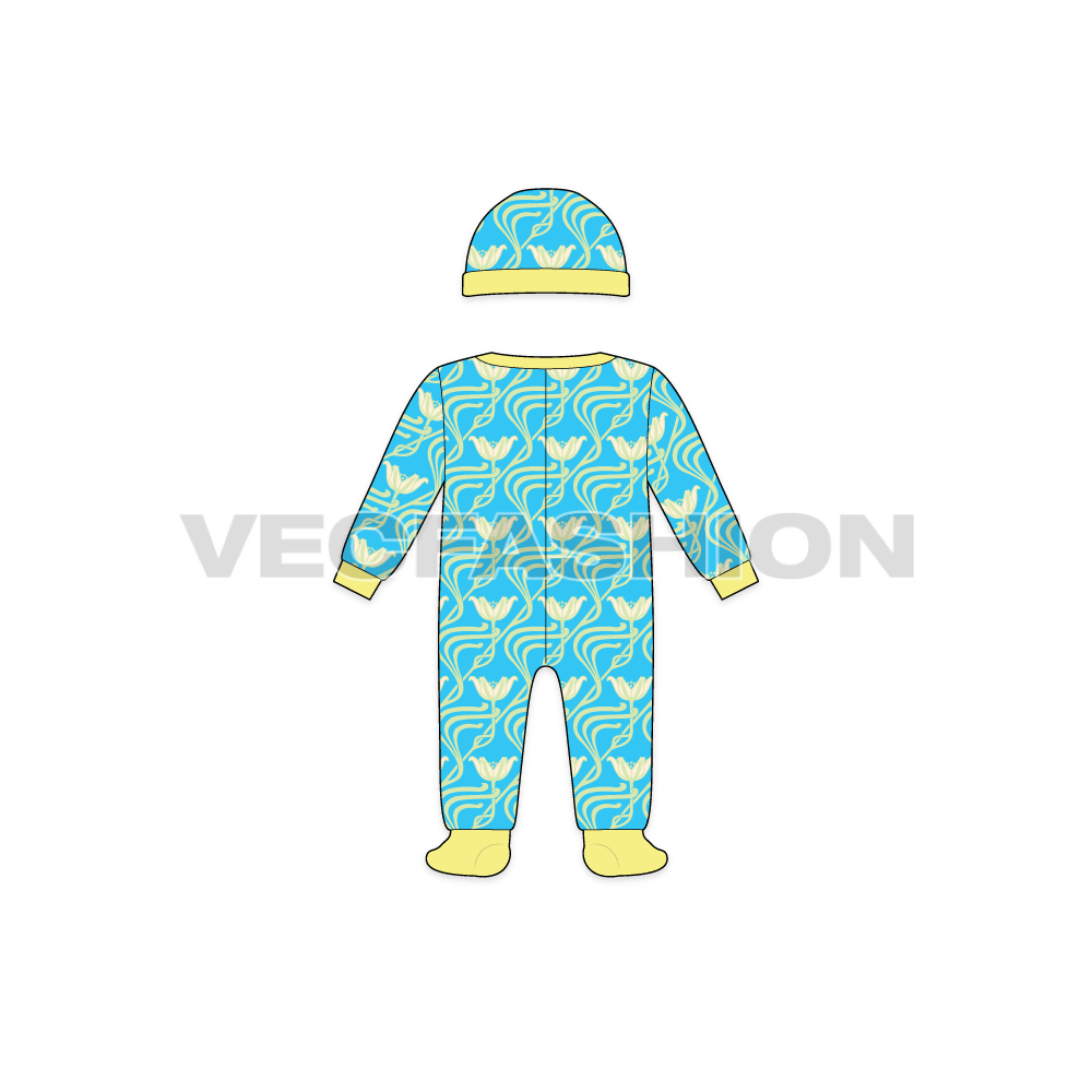 Baby boy set flat sketch, back view