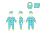 Baby boy set flat sketch, croqui sketch