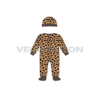 Baby boy set, cheetah print flat sketch, back view