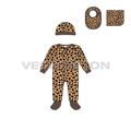 Baby boy set, cheetah print flat sketch, front view