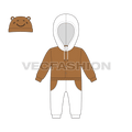 Baby boy sweatsuit flat sketch, front view