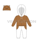 Baby boy sweatsuit flat sketch, front view