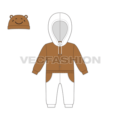 Baby boy sweatsuit flat sketch, front view