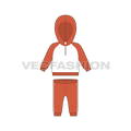 Baby boy sweatsuit, contrast hoodie flat sketch, front view