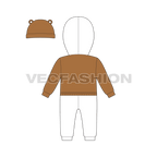Baby boy sweatsuit flat sketch, back view