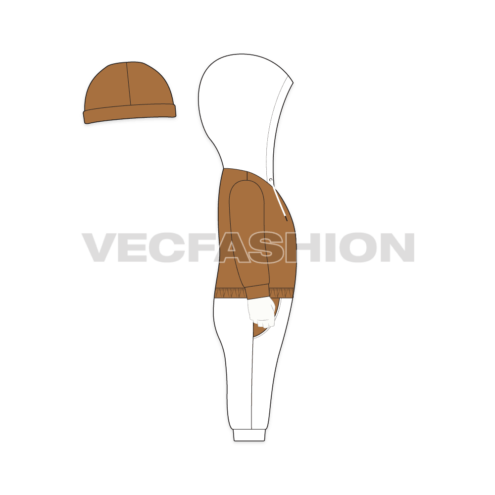 Baby boy sweatsuit flat sketch, side view