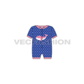 Baby girl fishy sleep suit flat sketch, front view