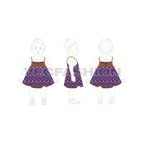 Baby girl frock set, running print flat sketch, croqui sketch
