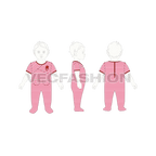 Baby girl jumpsuit, striped flat sketch, croqui sketch