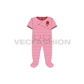 Baby girl jumpsuit, striped flat sketch, front view