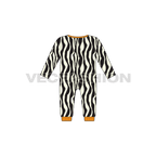 Baby girl jumpsuit, zebra print flat sketch, back view