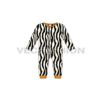 Baby girl jumpsuit, zebra print flat sketch, front view