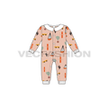Baby girl romper, sailor collar flat sketch, front view