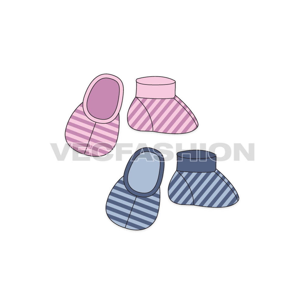 Baby shoes flat sketch