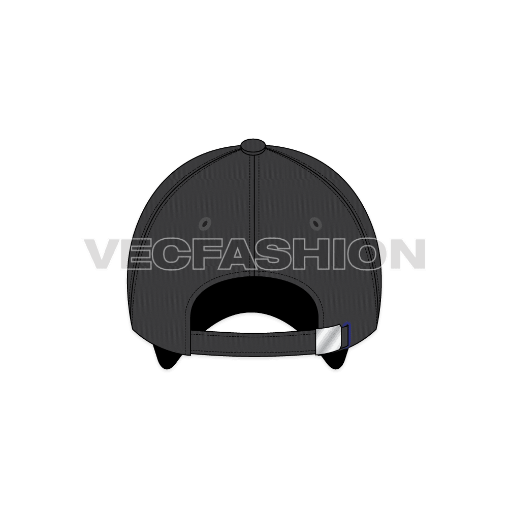 Baseball logo caps flat sketch, view 2