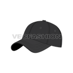 Baseball logo caps flat sketch, view 4