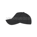 Baseball logo caps flat sketch, view 3