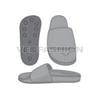 Basic casual slippers flat sketch, view 2