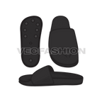 Basic casual slippers flat sketch, view 3