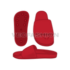 Basic casual slippers flat sketch, view 1
