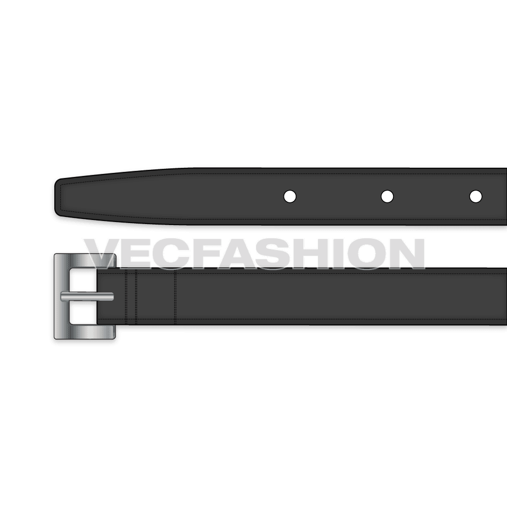 A vector illustration of a Black Leather Belt. It has a silver metal buckle usually worn by men with formal clothing.