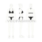 Brazilian bikini set flat sketch, croqui sketch