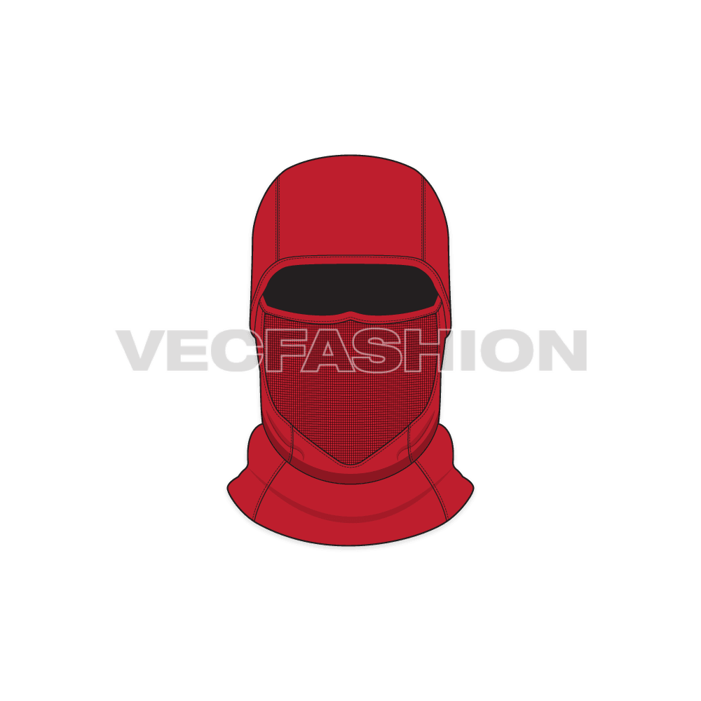 Breathable ski mask flat sketch